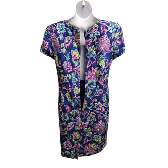 Vtg Liz Claiborne Womens 14 100% Silk Floral Print Lined Sheath Dress Classic - Picture 3 of 8